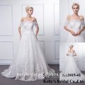 KB2015-43 Sparkling Appliqued Lace A-ligne Robes de mariée blanche Robe de mariée à débordement Robes de mariée style vintage 2016